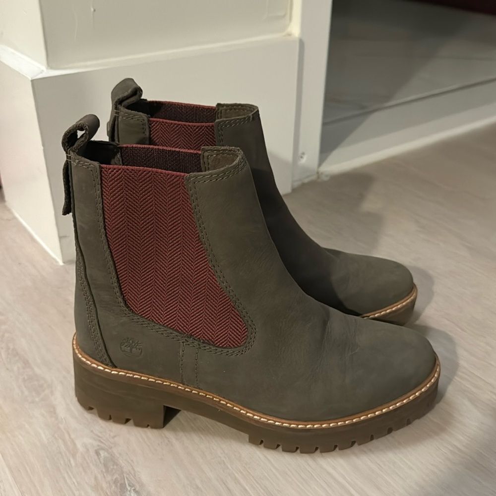 Timberland Olive and Burgundy Ankle Boots